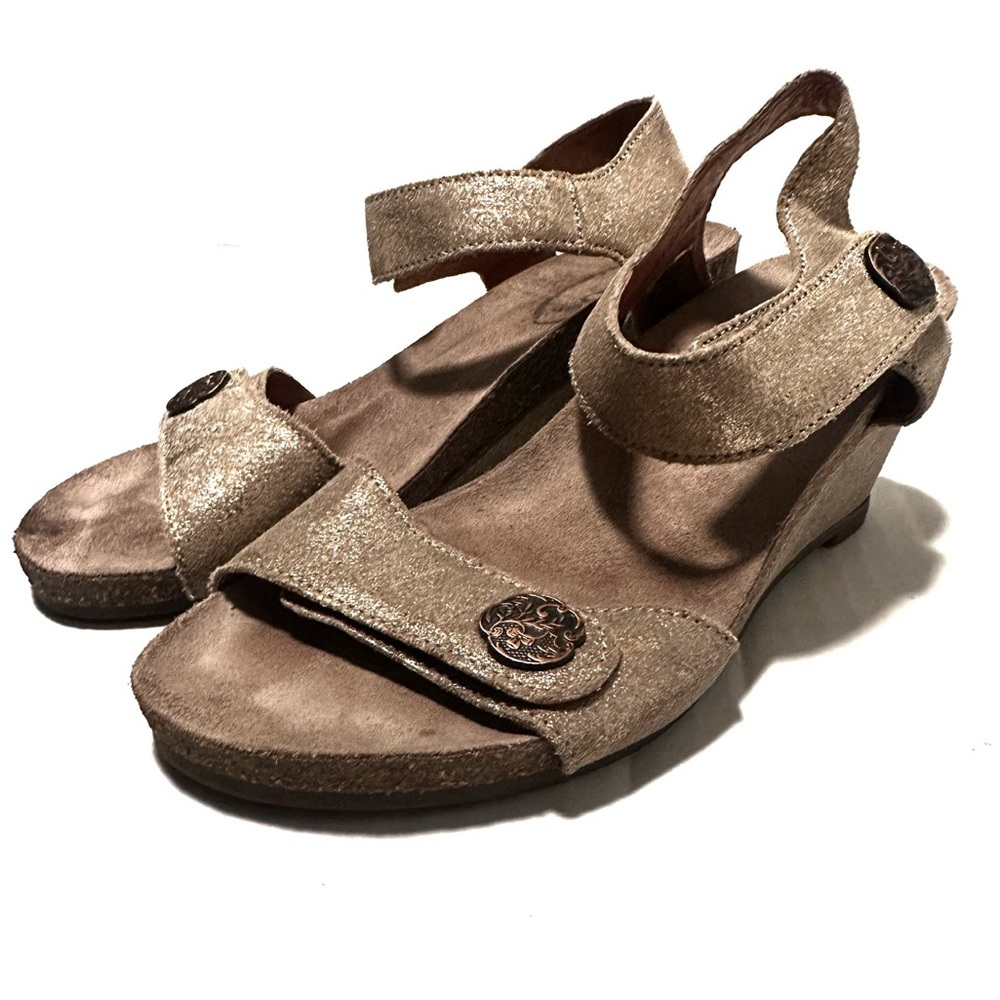Taos Festival Metallic Sheen Leather Wedge Sandals